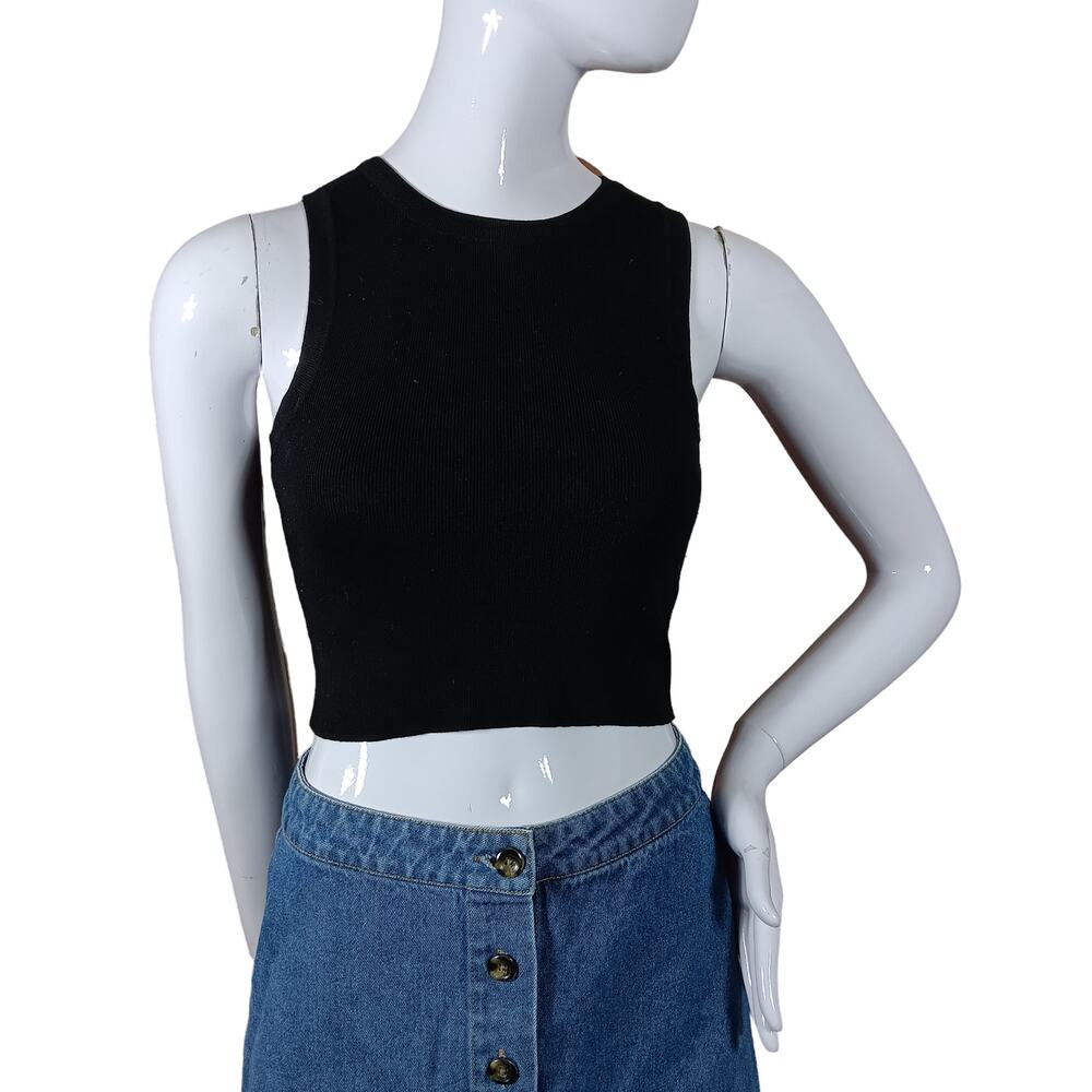 Primark Cares Crop Top Size XS Black Fine Knit